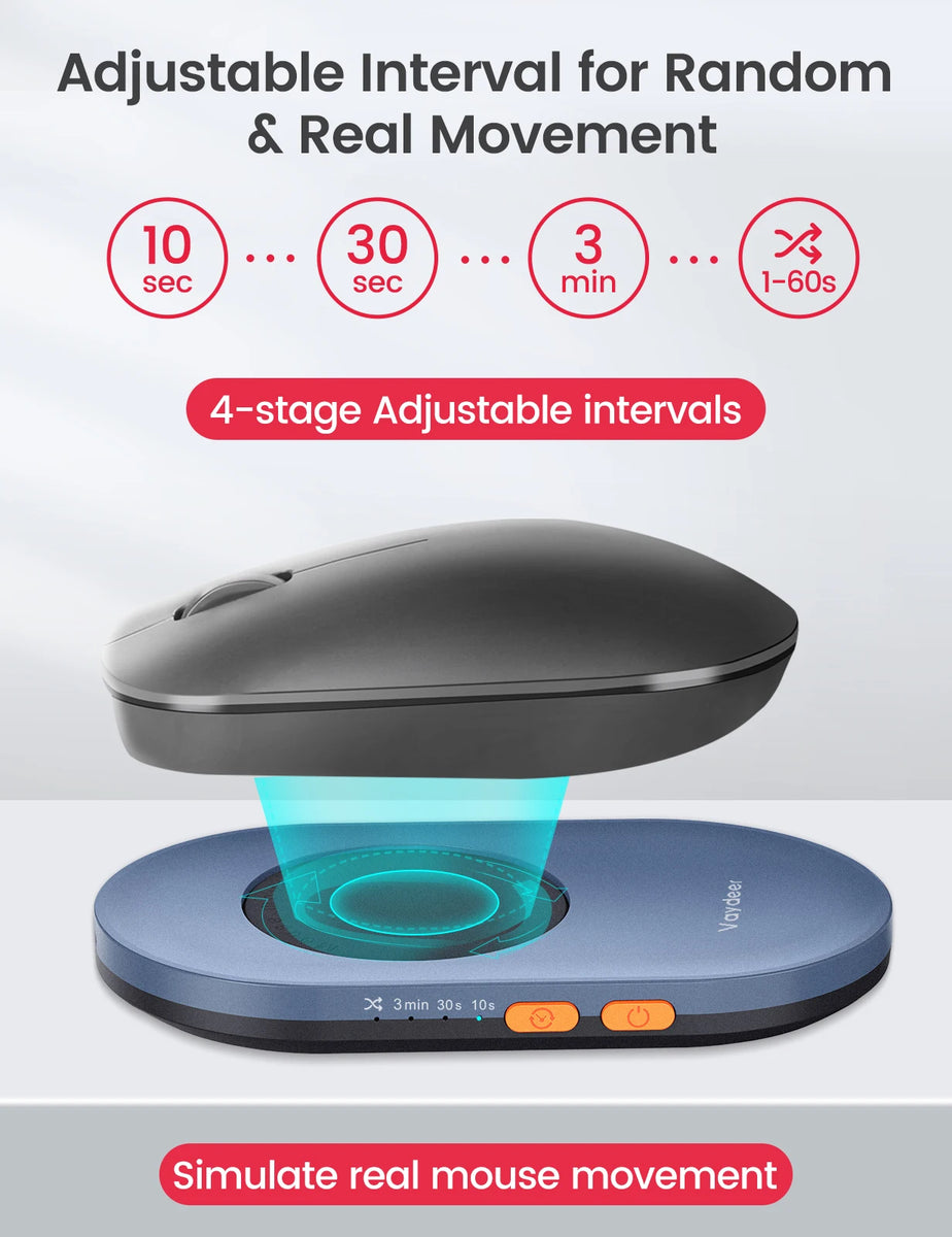 Undetectable Ultra Slim Mouse Mover with Adjustable Timer, Noiseless J ...