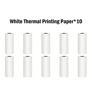 10 Rolls 57x25mm Thermal Photo Paper for Inkless Printing Cameras - White Non-Adhesive Label Rolls