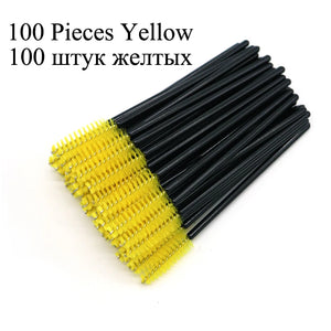 100-Pack Disposable Micro Brushes for Eyelash Extensions, Brows & Makeup