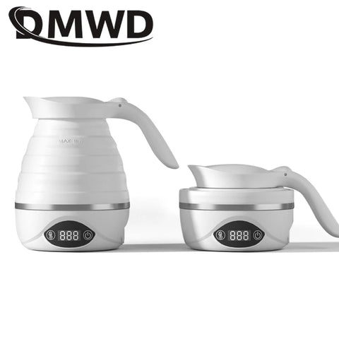 Dual Voltage Travel Portable Foldable Silicone Electric Kettle - 110V/220V, Thermal Insulation, Rapid Boil, Compact for Camping & Tea.