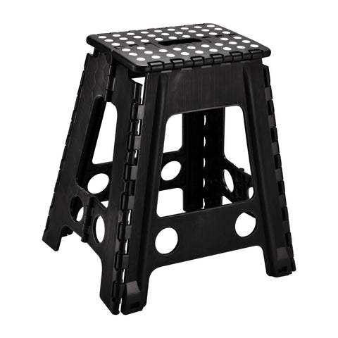 18" Heavy Duty Folding Step Stool, Compact Foldable Plastic for Bathroom & Bedroom