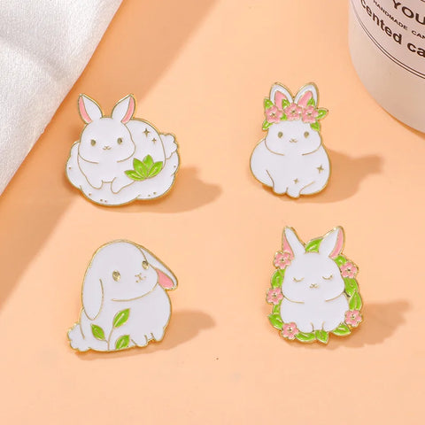 Cute Cartoon Rabbit Enamel Brooch Pin - Sweet Animal Lapel Badge for Backpack, Clothing, Hat Accessories