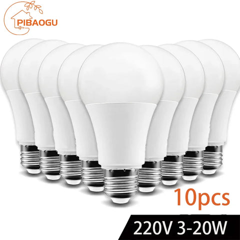 10pcs LED Bulb Set E27 E14 AC220V 3W-20W for Home & Living Room Lighting