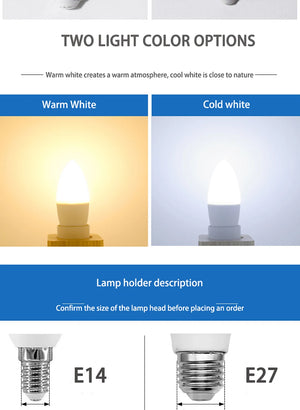 10-Pack E14 E27 LED Candle Bulbs 220V 3W-9W Chandelier Lamp Bedroom Energy Saving Decor Lights