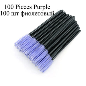 100-Pack Disposable Micro Brushes for Eyelash Extensions, Brows & Makeup