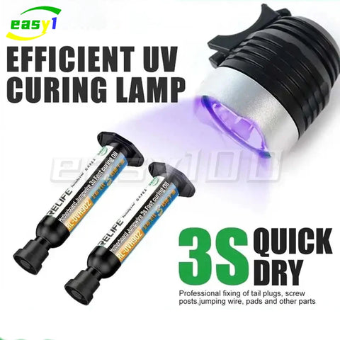 2pcs 10ml UV Quick-Drying Solder Mask Ink for Mobile Phone Repair + UV Curing Light Tool