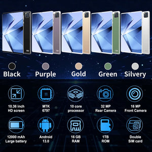 10.36" Android Tablet 5G, 16GB+1TB, 16+32MP, 12000mAh, Android 13, Dual SIM, GPS, Bluetooth, WiFi