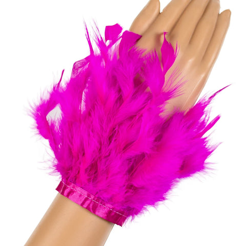 Custom Feather Cuff Bracelet Wristband with Feather Trim Sleeves for Photos