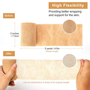 10 Rolls Elastic Breathable Self-Adhesive Bandage Tape for Sports, Finger, Wrist, Ankle, First Aid Wrap, Beige