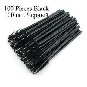 100-Pack Disposable Micro Brushes for Eyelash Extensions, Brows & Makeup
