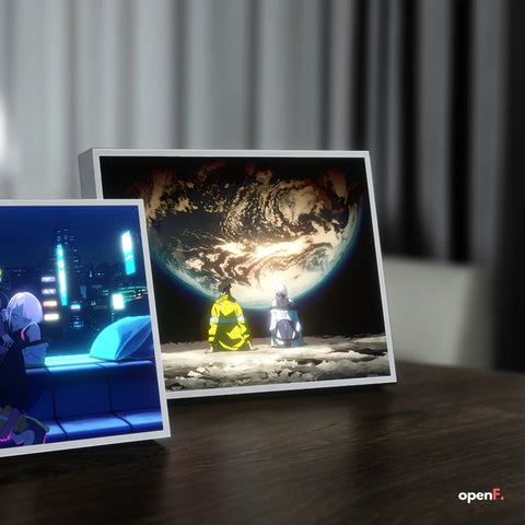 Anime Cyberpunk LED Night Light, HD Photo Frame, USB, Dimmable Neon Decor, Cool Bedroom Mood Light