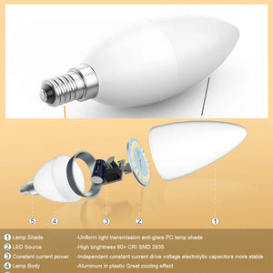 10-Pack E14 E27 LED Candle Bulbs 220V 3W-9W Chandelier Lamp Bedroom Energy Saving Decor Lights