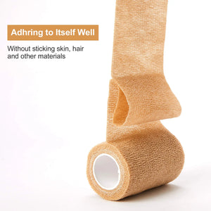10 Rolls Elastic Breathable Self-Adhesive Bandage Tape for Sports, Finger, Wrist, Ankle, First Aid Wrap, Beige