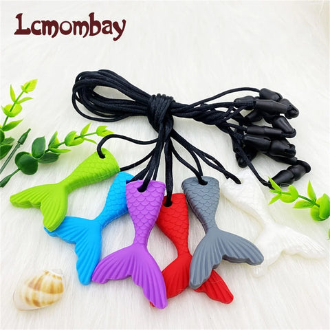 3pc Silicone Mermaid Tail Chew Necklace Teether Set for Kids Sensory & Special Needs
