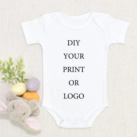 Customizable Newborn Baby Bodysuit Short Sleeve Jumpsuit Breathable Harajuku Style Casual Romper, Add Your Design or Text