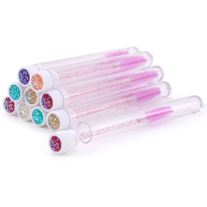 10-Pack Pink Eyelash & Brow Spoolie Brushes: Reusable for Extensions & Mascara