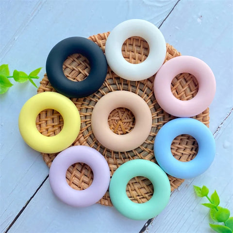5pcs BPA Free Silicone Teething Ring Set 42mm | Baby Teether Necklace | Food Grade Chewable Toy