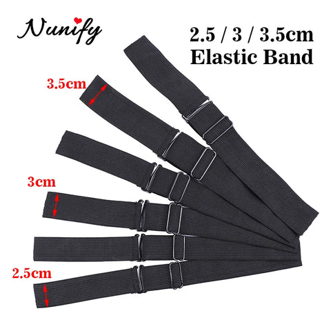 Adjustable Black Nylon Elastic Bands for Wigs 2.5/3/3.5cm - Wig Cap, Hair & Lace Net Sewing, Rubber Bands for Wig Making