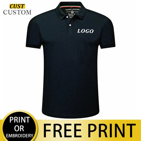 Custom Logo Men's Polo Shirts 100% Polyester Breathable Employee Uniform Tops