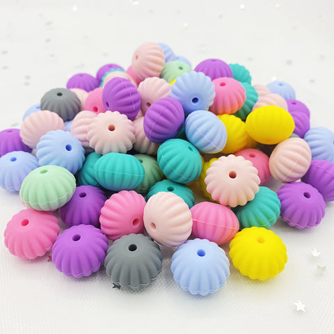 10pcs Pumpkin Silicone Teething Beads DIY Baby Toys Necklace Bracelet Pacifier Chain Kids Gift