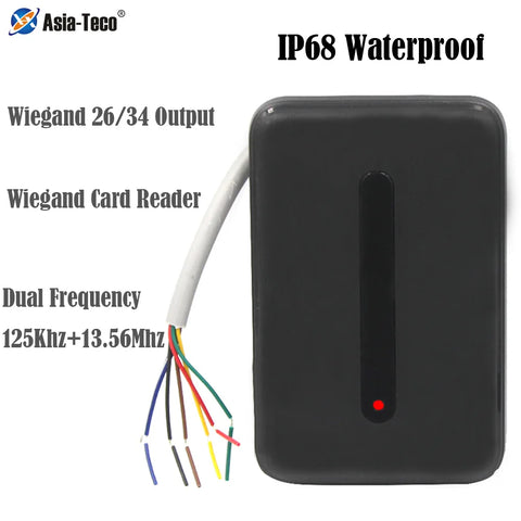 Dual Frequency RFID Card Reader 125kHz + 13.56MHz IP68 Waterproof for Access Control Wiegand Output