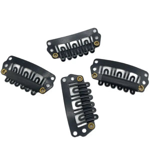 100 Pcs 2.8cm Carbon Steel Snap Clips for Hair Extensions Loop Style Wig Comb Black Hair Accessories