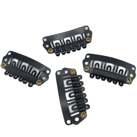 100 Pcs 2.8cm Carbon Steel Snap Clips for Hair Extensions Loop Style Wig Comb Black Hair Accessories