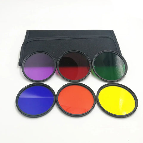 Camera Lens Color Filter Set 6pcs 30-82mm with Bag for Canon, Sony, Nikon
