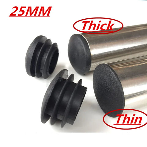 Black Round Tube Plug Covers - 16-35mm Curved Pipe Cushion Stoppers for Chairs/Stools