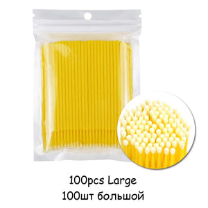 100-Pack Disposable Micro Brushes for Eyelash Extensions & Makeup Application