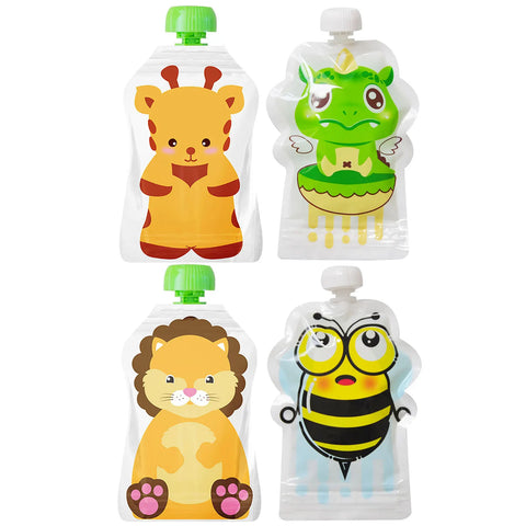 8pcs Reusable Baby Food Pouches for Smoothies, Yogurt, Milk, Porridge - Sealable and Refillable Storage Bags