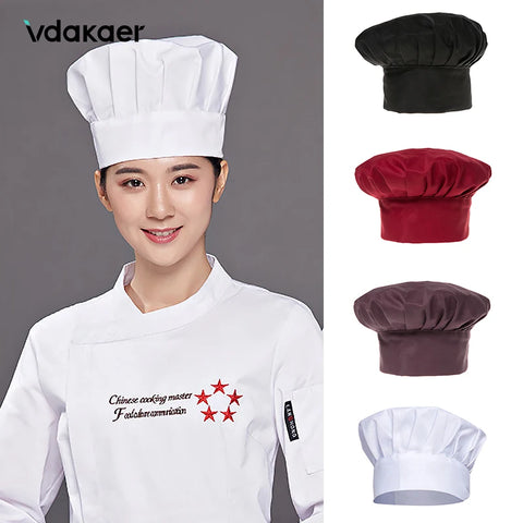 Adjustable Chef Hat Cooking Cap for Men - Elastic Striped Kitchen Baker Hats, Catering Work Cap, 1pc