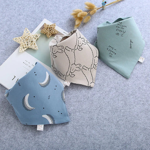 Baby Bandana Bibs 3-Pack Cotton Triangle Unisex Drool Feeding Apron Cartoon Design