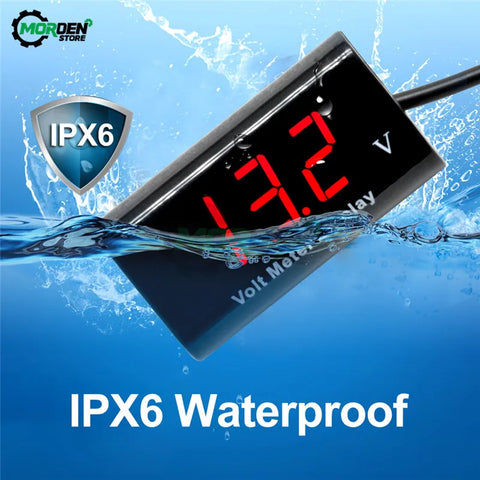 0.56" Waterproof Digital Voltmeter IPX6 DC8-18V LED Display Voltage Tester 12V for Car Motorcycle