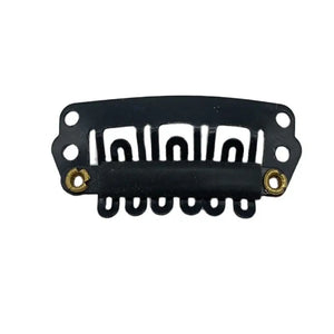 100 Pcs Black 2.8cm 6-Tooth Carbon Steel Snap Clips for Hair Extensions, Loop Wigs, and Hair Accessories