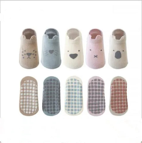 Baby Non-Slip Cartoon Floor Socks - Combed Cotton, Summer 2021, 3 Pairs for Toddlers
