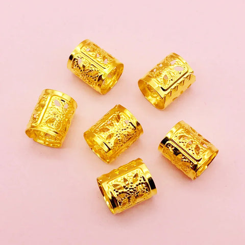 100pcs Adjustable Gold/Silver Dreadlock Beads Cuffs Clips Rings Hair Accessories