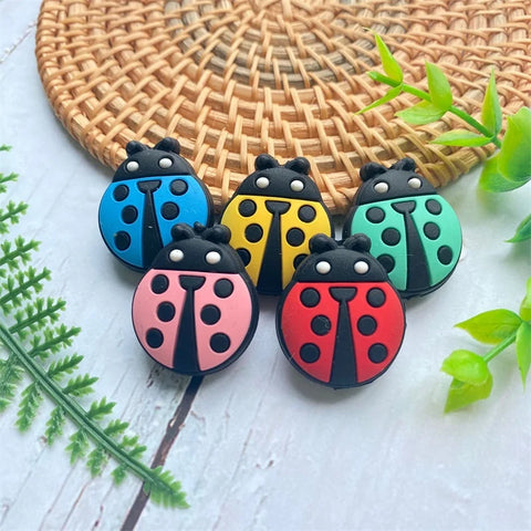 10pcs Mini Ladybug Silicone Beads Baby Pacifier Toy Accessories