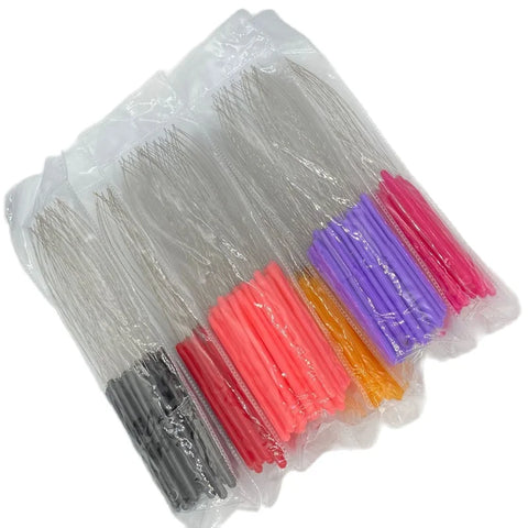 40 Pcs Micro Ring Hair Extension Loop Pulling Needle with Plastic Handle