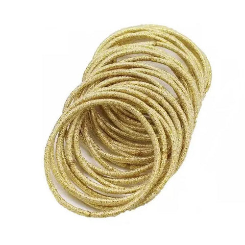 50-Pack Gold Silver Thin Elastic Hair Ties - Ponytail Holders Rubber Bands for Girls
