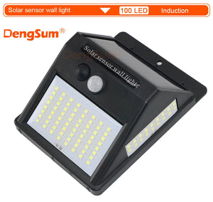 100 LED Solar Motion Sensor Street Light, Sunlight Control, 3-Sided, Outdoor Yard Path Home Garden Lamp