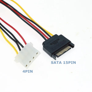 0.2m SATA 15 Pin Male to 4 Pin Female Power Adapter Cable for SSD HDD in Computer Cases