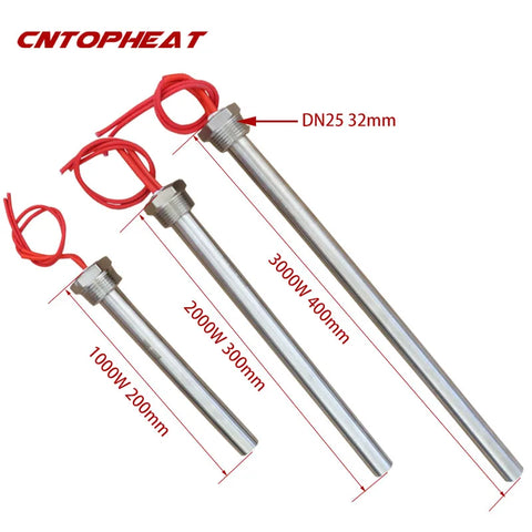 Cartridge Heater DN25 Stainless Steel Tubular Electric Immersion Water Heating Element 1KW/2KW/3KW 220V