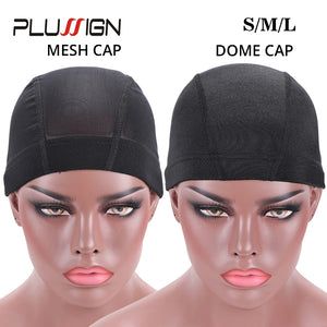1 Piece Stretch Hairnet Mesh Dome Wig Cap Black Weaving with Elastic Band for Wig Making Sizes S M L