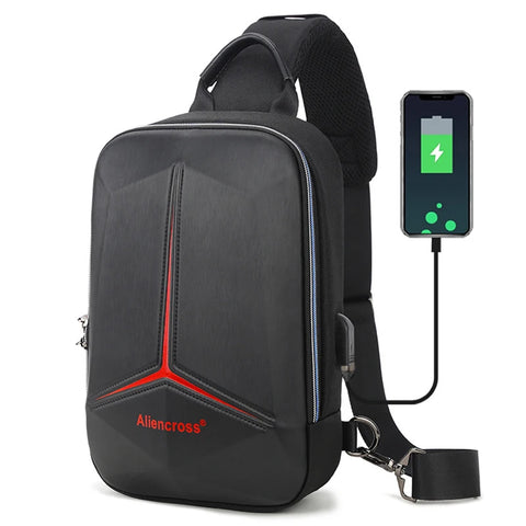 Anti-Theft Men's Crossbody Bag with USB Charging, Waterproof Travel Shoulder Bag, High-Quality Messenger Chest Pack
