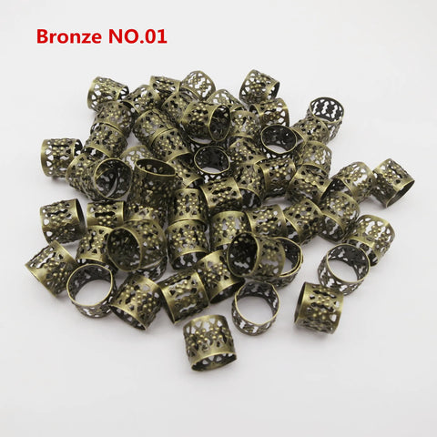Bronze/Copper Hair Braid Dreadlock Beads Clips Rings Tube Accessories 100-500pcs