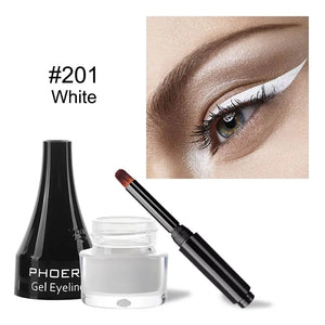 10-Color Waterproof Gel Eyeliner Set with Brush - Long-Lasting Eye Makeup Kit