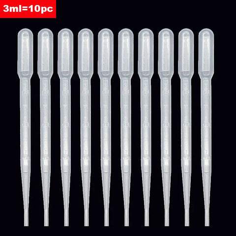 10pc 3ml Clear Disposable Transfer Pipettes for Lab Use
