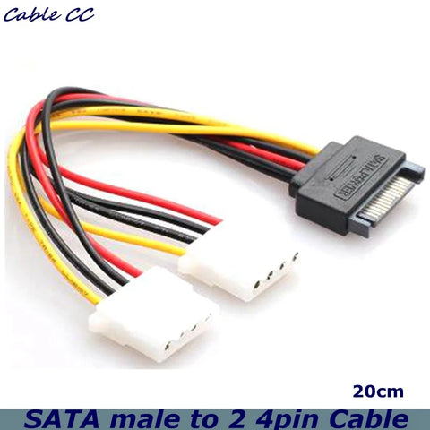 20cm Dual 4-Pin IDE Molex to SATA Power Cable Adapter Y Splitter Converter
