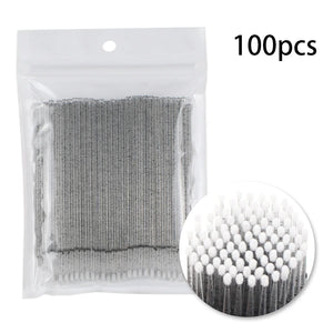 100-Pack Disposable Micro Brushes for Eyelash Extensions & Makeup Application